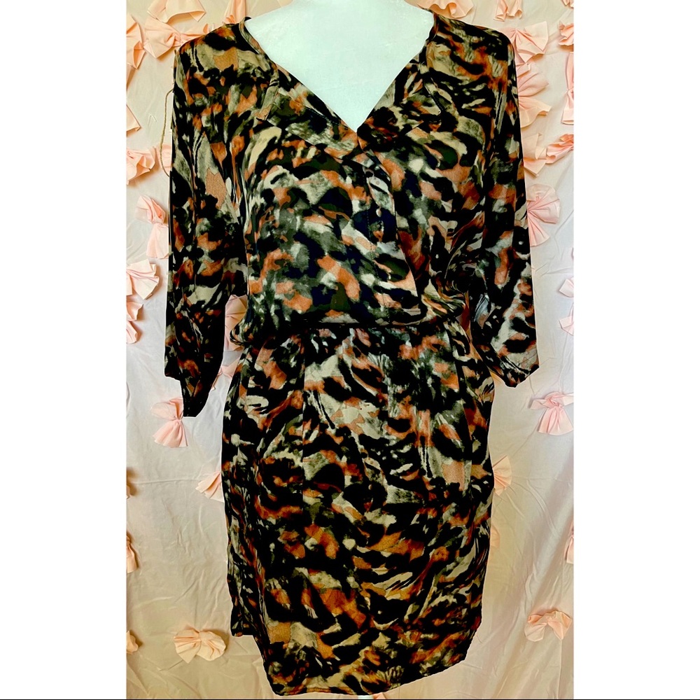 Brown, orange, black and tan dress